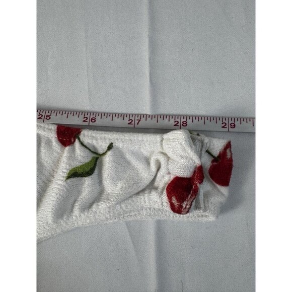 Womens Y2K Cherry Print Coquette Bodysuit M White Sleeveless Cute Summer Tank - Picture 6 of 7